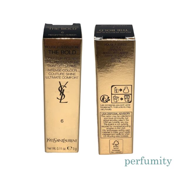 YSL Rouge Pur Couture The Bold Lipstick #6 REIGNITED AMBER & #7 UNINHIBITED FLAME - Image 4