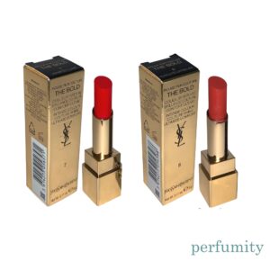 YSL Rouge Pur Couture Bold Lipstick#7 UNINHIBITED FLAME & #8 FEARLESS CARNELIAN