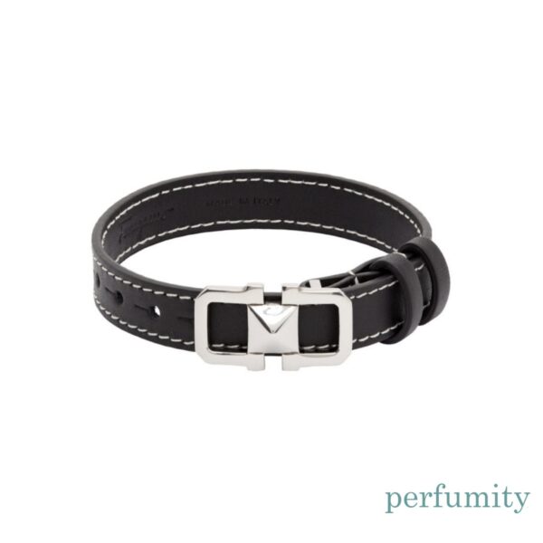 Salvatore Ferragamo Men Black Leather Bracelet New with Tags