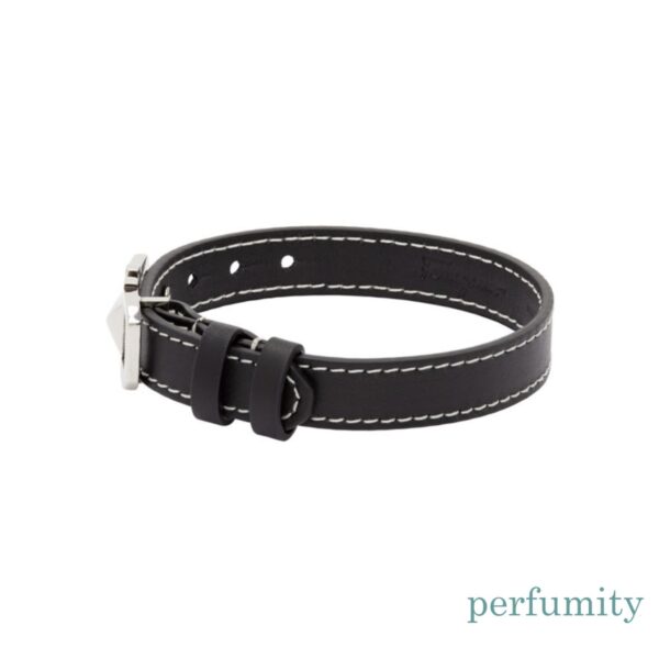 Salvatore Ferragamo Men Black Leather Bracelet New with Tags - Image 3